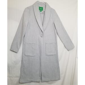 DIP-Light Gray Trench/Over Coat 1 Button 2 Pockets Unlined Shawl Collar Size XS